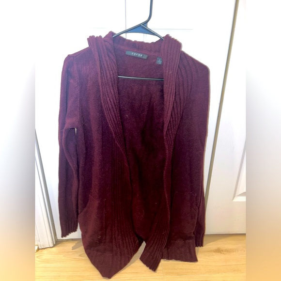 Maroon Hooded Cardigan - Picture 1 of 4